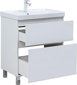Тумба с раковиной Aquanet Вега 70 344122+301804 белая глянцевая для ванной в интернет-магазине Sanbest
