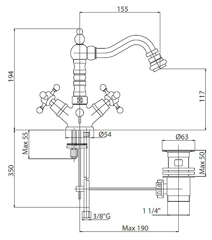 Смеситель для биде Cezares NOSTALGIA-BS2-02 бронза купить в интернет-магазине сантехники Sanbest