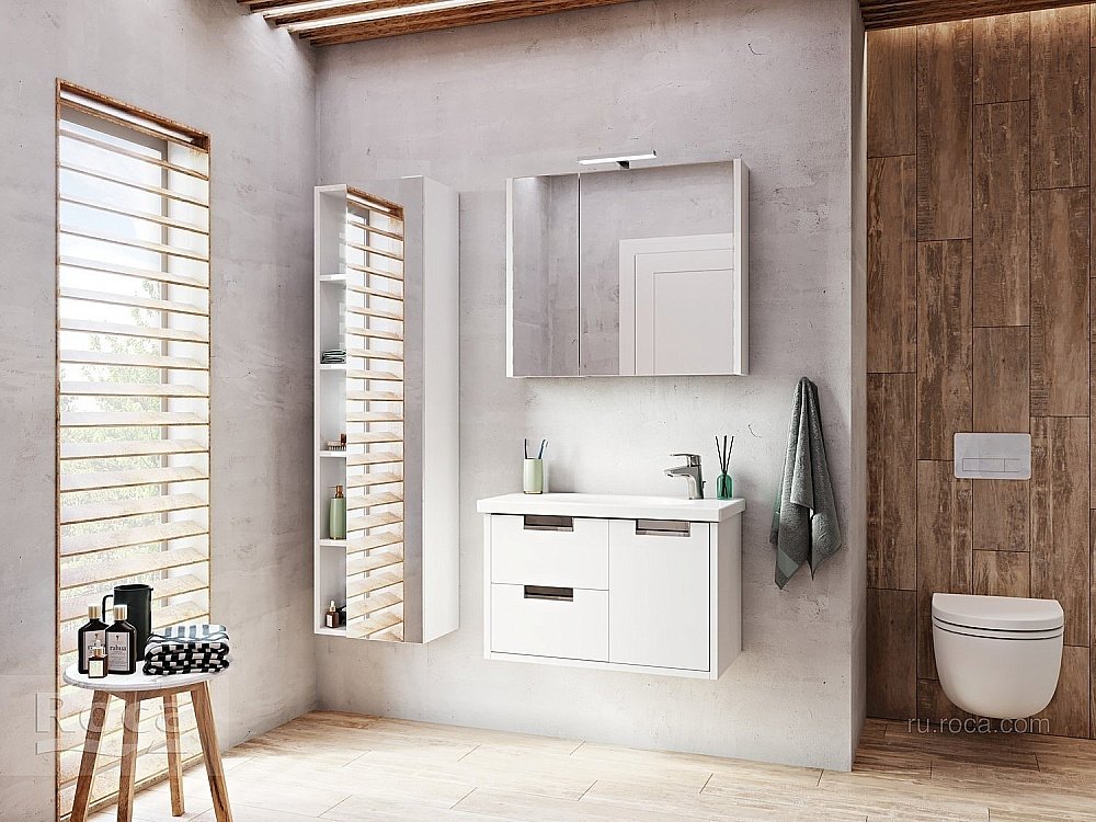 Зеркальный шкаф Roca Etna 857304806 80 белый глянец купить в интернет-магазине сантехники Sanbest