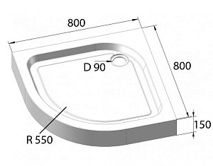 Душевой поддон BelBagno TRAY-BB-R-80-550-15-W купить в интернет-магазине Sanbest