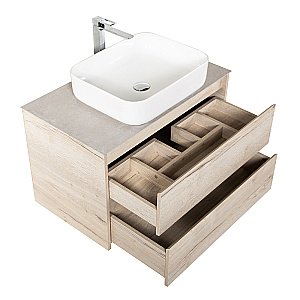 Тумба с раковиной и столешницей BelBagno KRAFT 80 Rovere Galifax Bianco для ванной в интернет-магазине Sanbest