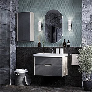 Тумба с раковиной Акватон Оливия 80 грей/дуб ойстер для ванной в интернет-магазине Sanbest