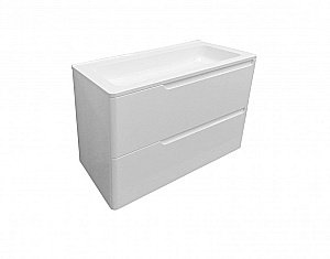 Тумба с раковиной Эстет Kare Luxe 80 подвесная 2 ящика белая для ванной в интернет-магазине Sanbest