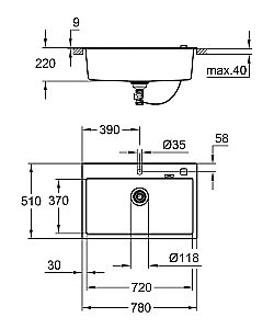 Кухонная мойка Grohe K700 31652AP0 черный гранит купить в интернет-магазине сантехники Sanbest