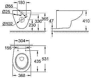 Унитаз подвесной Grohe Bau Ceramic 39427000 безободковый купить в интернет-магазине Sanbest