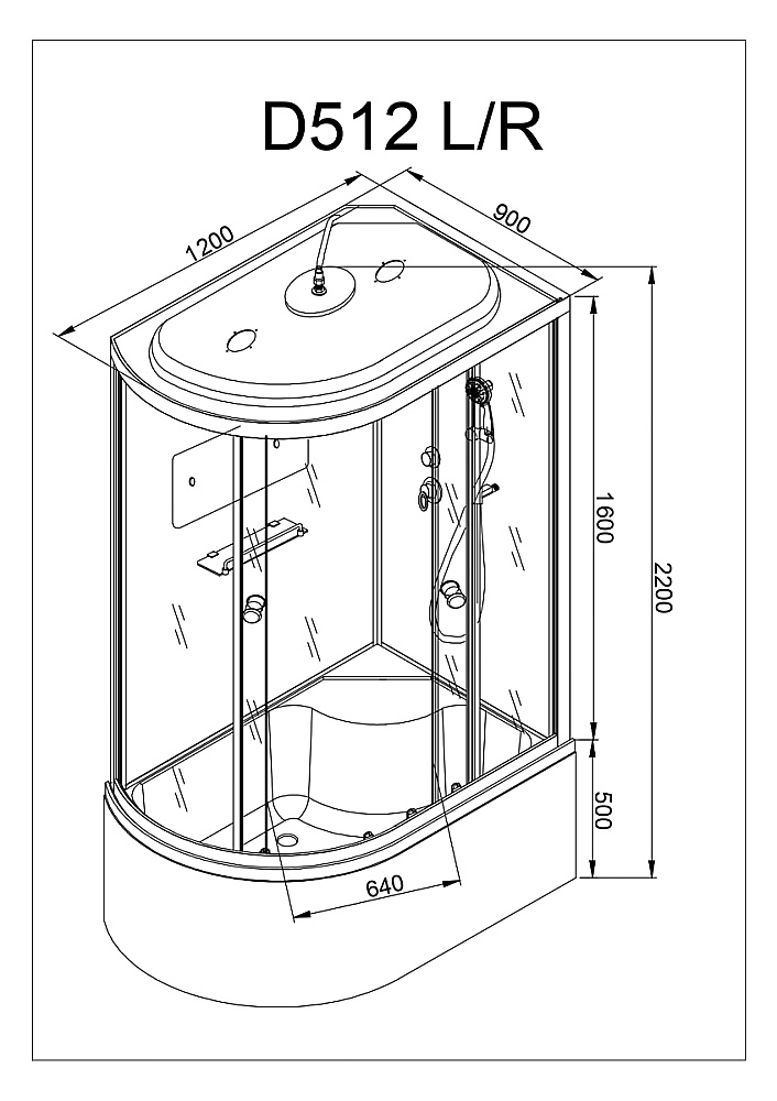 Душевая кабина AvaCan D Серия D512SR 120х90 правосторонняя купить в интернет-магазине Sanbest