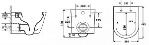 Унитаз подвесной CeramaLux B2330-1MB черный матовый купить в интернет-магазине Sanbest