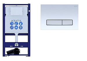 Инсталляция для унитаза Aquatek INS-0000016 с кнопкой KDI-0000022 белая/никель купить в интернет-магазине сантехники Sanbest