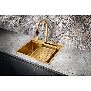 Мойка кухонная Milacio Denia 57 Steel MC.77408 золото купить в интернет-магазине сантехники Sanbest