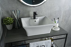 Раковина накладная Gid Geometrico 49 N9108 51121 белая купить в интернет-магазине Sanbest