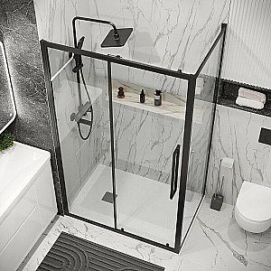 Душевой уголок Grossman Cosmo 140х100 120.K33.02.1410.21.00 стекло прозрачное/профиль черный матовый купить в интернет-магазине Sanbest