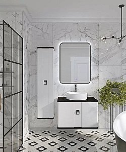 Тумба с квадратной раковиной подвесная Grossman НОРМА 60 с 1-ящ, белый глянец для ванной в интернет-магазине Sanbest