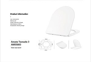 Унитаз подвесной Taliente Amato Tornado 3 AM55003 безободковый, смыв торнадо, с крышкой микролифт, белый купить в интернет-магазине Sanbest