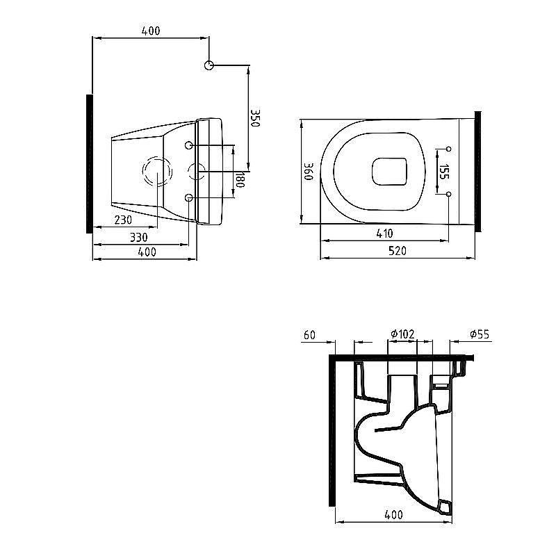 Унитаз подвесной Bien Orion ORKA052AMVP0W3000 белый, с крышкой микролифт, безободковый купить в интернет-магазине Sanbest