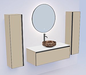 Тумба с раковиной и столешницей Armadi Art QUATRO 1 100 DAPHNE/профиль ANTHRACITE для ванной в интернет-магазине Sanbest