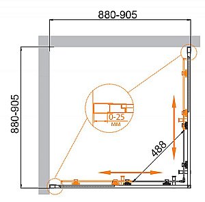 Душевой уголок Cezares Molveno 90x90 Molveno-A-2-90-P-BORO стекло матовое рифленое/профиль матовое брашированное золото купить в интернет-магазине Sanbest