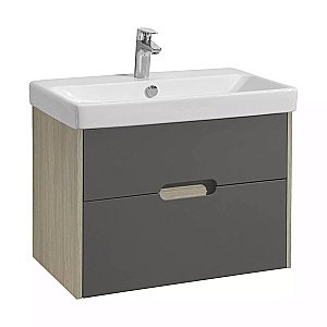 Тумба с раковиной Акватон Оливия 70 грей/дуб ойстер для ванной в интернет-магазине Sanbest