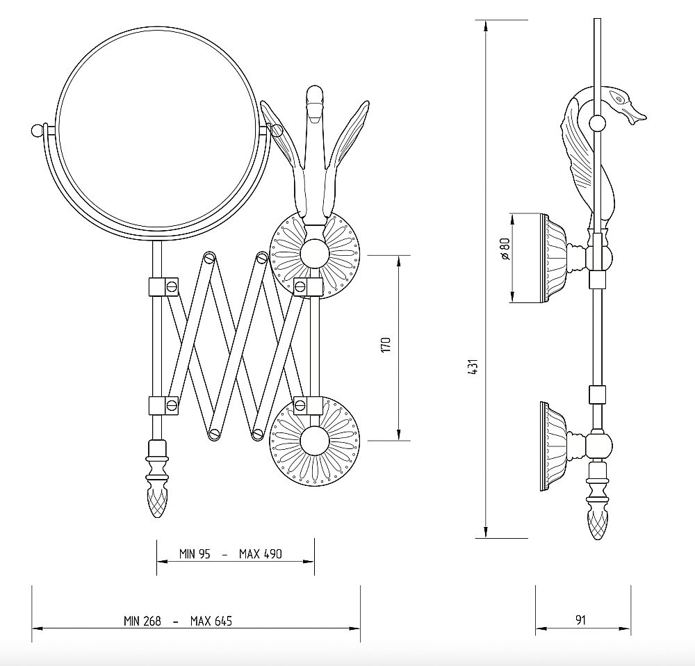 Зеркало косметическое Migliore LUXOR 26130 золото купить в интернет-магазине сантехники Sanbest