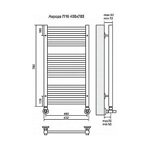 Полотенцесушитель водяной Terminus Аврора П16 400x780 купить в интернет-магазине сантехники Sanbest