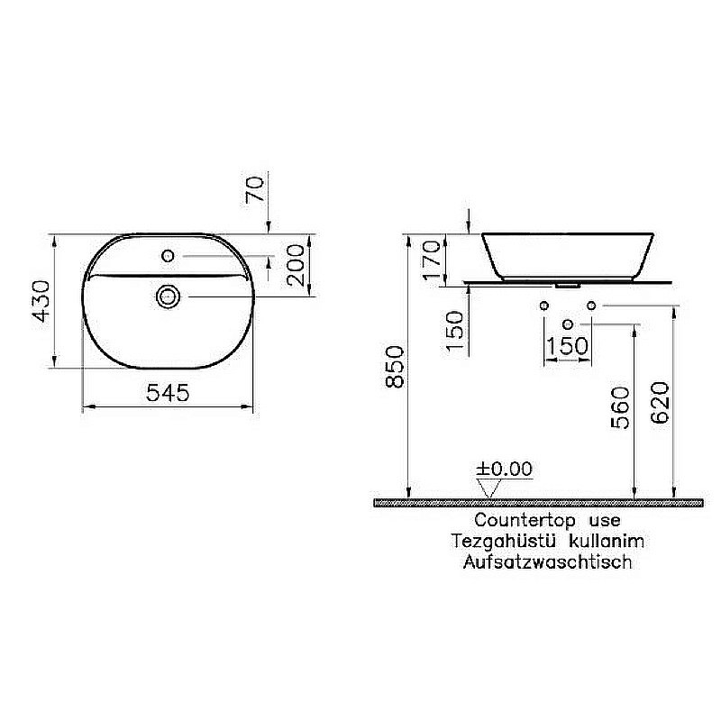Раковина накладная Vitra Geo 55 7428B003-0001 белая купить в интернет-магазине Sanbest