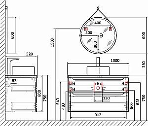 Тумба с раковиной Jorno Wood 100 белая для ванной в интернет-магазине Sanbest