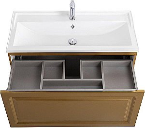 Тумба с раковиной Cezares Giubileo-N 100 GIUBILEO-N-100-1C-SO-BORO-P брашированное золото для ванной в интернет-магазине Sanbest