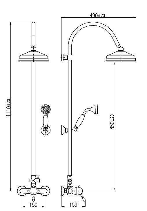 Душевая система Rav-Slezak LABE L581.5/3SM бронза купить в интернет-магазине сантехники Sanbest