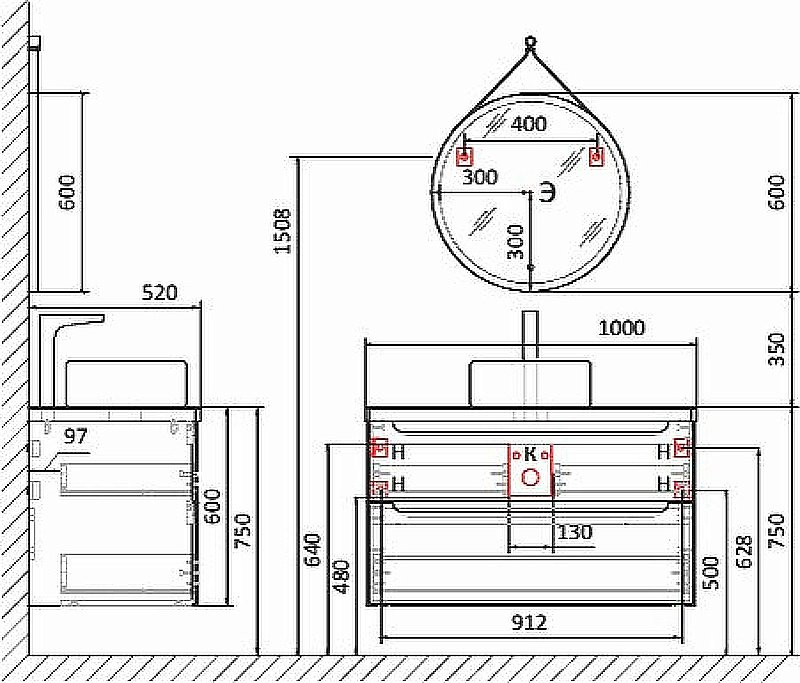 Тумба с раковиной Jorno Wood 100 белая для ванной в интернет-магазине Sanbest