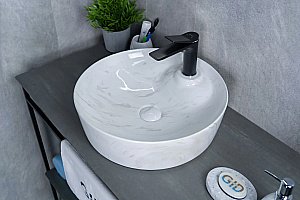 Раковина накладная Gid 44 D1306H012 53321 серый мрамор купить в интернет-магазине Sanbest