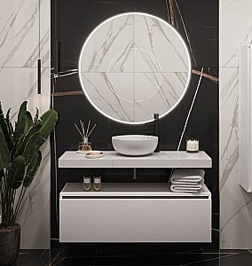 Нижняя тумба Armadi Art VALLESSI UNO-S 80 белый глянец для ванной в интернет-магазине сантехники Sanbest