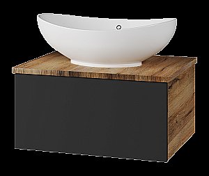 Тумба с раковиной Misty Ива - 60 П-Ива-01060-481Я графит/дуб вотан для ванной в интернет-магазине Sanbest