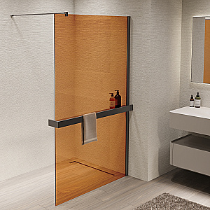 Душевое ограждение Vincea Walk-In 100 VSW-1HR100GSGM стекло янтарь/профиль вороненая сталь купить в интернет-магазине Sanbest