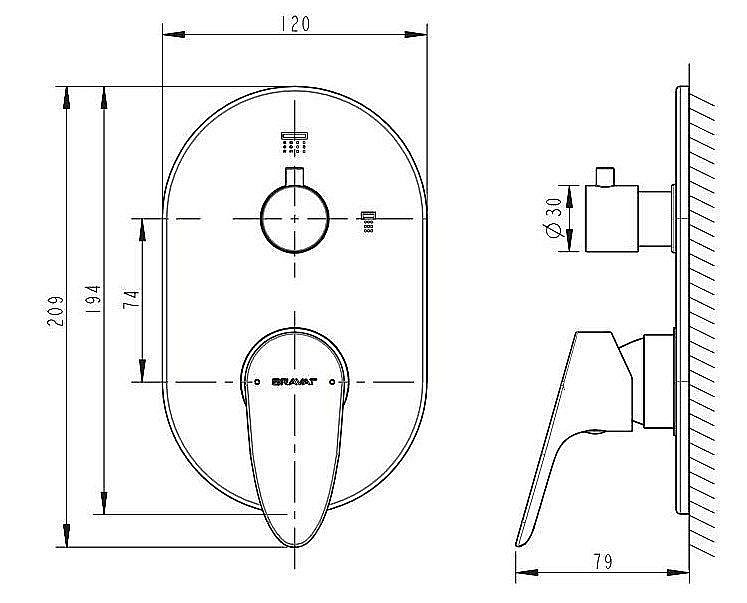 Смеситель для душа Bravat DROP P69190C-2-RUS купить в интернет-магазине сантехники Sanbest