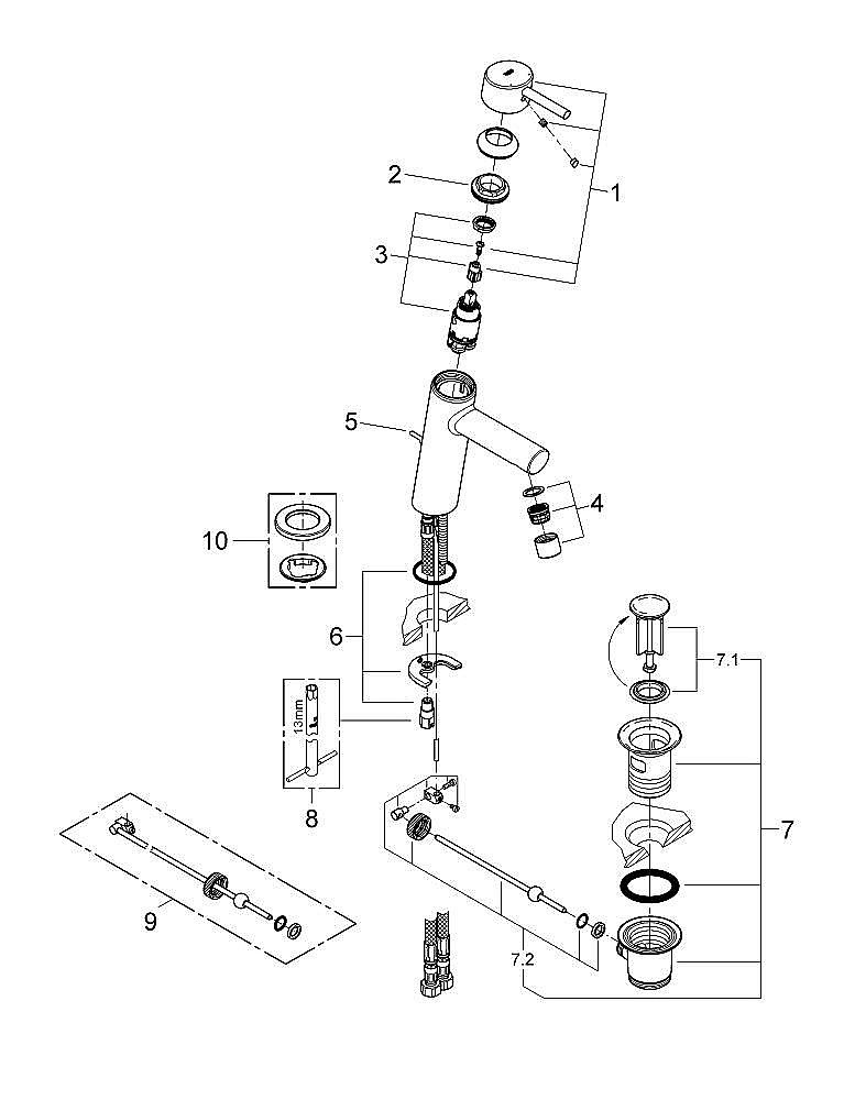 Смеситель для раковины Grohe Concetto 23450001 хром купить в интернет-магазине сантехники Sanbest