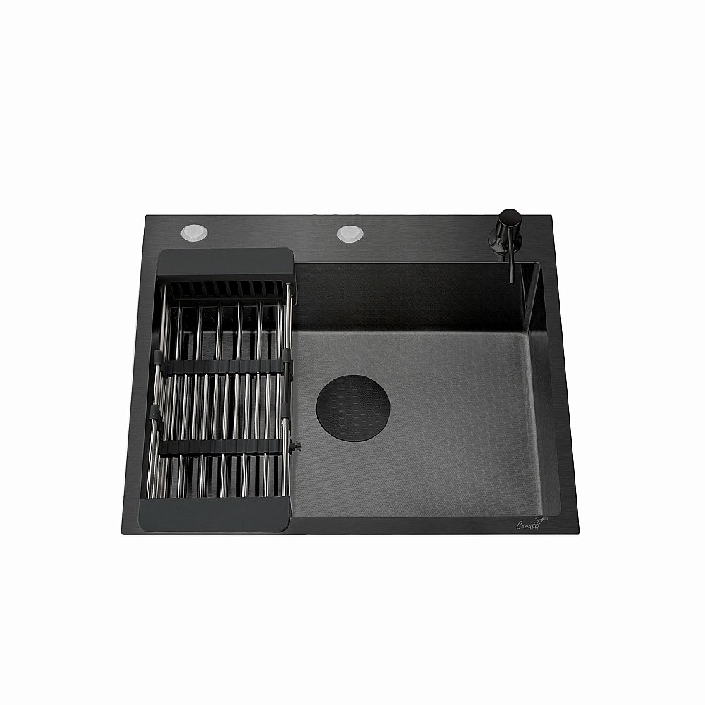Кухонная мойка CeruttiSpa GLORIA50B nano black CT11256 графит купить в интернет-магазине сантехники Sanbest