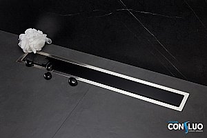 Душевой трап PESTAN Confluo Premium Glass Line 850 черное стекло/матовый хром купить в интернет-магазине Sanbest