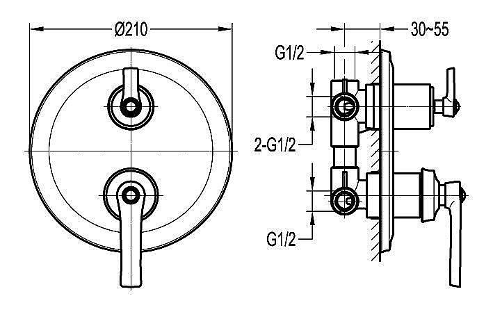 Смеситель для душа Cezares Liberty хром купить в интернет-магазине сантехники Sanbest