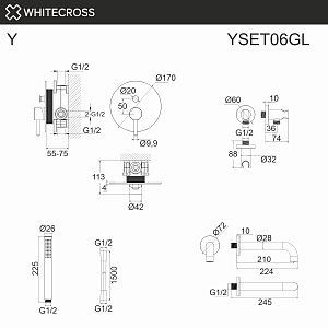 Смеситель для ванны WhiteCross Y YSET06GL золото купить в интернет-магазине сантехники Sanbest