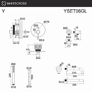 Смеситель для ванны WhiteCross Y YSET06GL золото купить в интернет-магазине сантехники Sanbest