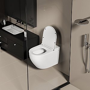 Унитаз подвесной Abber Bequem AC1126P белый, с крышкой микролифт купить в интернет-магазине Sanbest