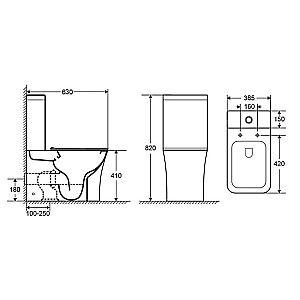 Унитаз напольный Azario Anteo Square AZ-1218A белый, безободковый, с бачком, с крышкой микролифт купить в интернет-магазине Sanbest