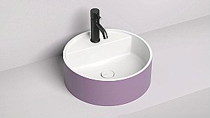 Раковина накладная Salini ARMONIA TOP 02 130117GRH 45 из искусственного камня S-Sense, белая глянцевая, цвет по RAL снаружи купить в интернет-магазине Sanbest