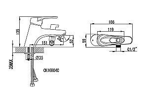 Смеситель для ванны Lemark Luna LM4115C купить в интернет-магазине сантехники Sanbest