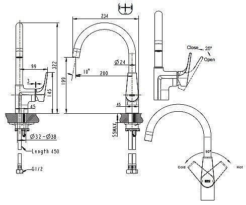 Смеситель для кухни Bravat VEGA F7119177CP-3 купить в интернет-магазине сантехники Sanbest