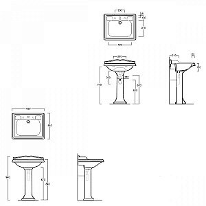 Раковина с пьедесталом SIMAS Arcade AR824 68 с 3 отверстиями под смеситель купить в интернет-магазине Sanbest