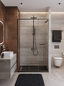 Душевая дверь Cezares LUX 130 B-FS-11-130-C-GM стекло прозрачное/профиль оружейная сталь купить в интернет-магазине Sanbest