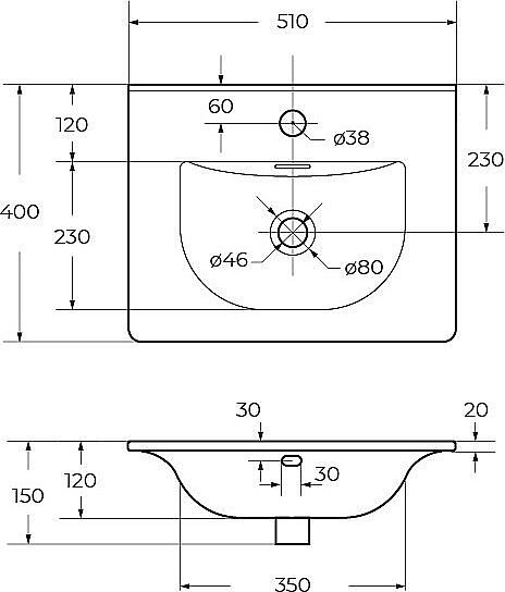 Раковина мебельная BelBagno BB-8099-3-50 белая купить в интернет-магазине Sanbest