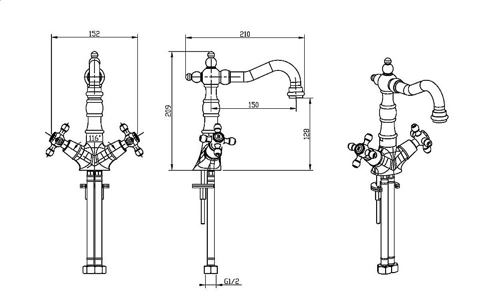 Смеситель для раковины Boheme Tradizionale Oro 292 купить в интернет-магазине сантехники Sanbest