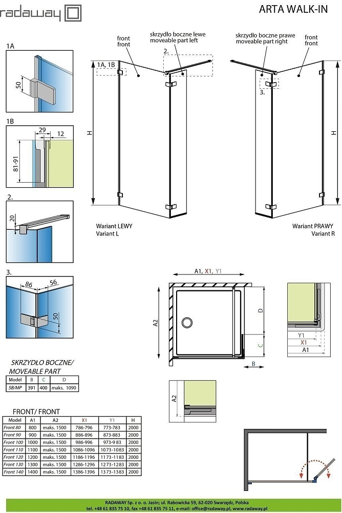 Душевое ограждение Radaway Arta Walk-in 100 купить в интернет-магазине Sanbest