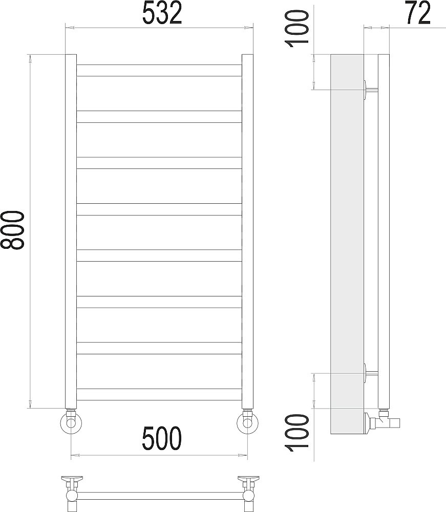 Полотенцесушитель водяной Terminus Аврора П8 500х800 купить в интернет-магазине сантехники Sanbest